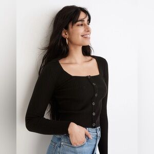 Rosseau Square-Neck Crop Cardigan Top